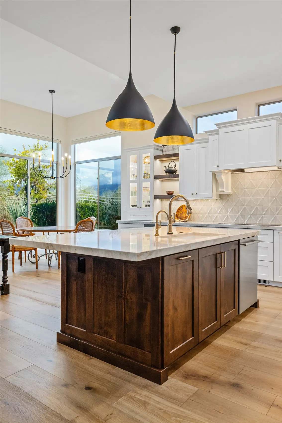 Kitchen remodel with island and pendant lights